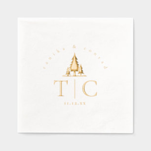 Rustic Winter Wedding Initials Fir Trees ID1049 Foil Napkins