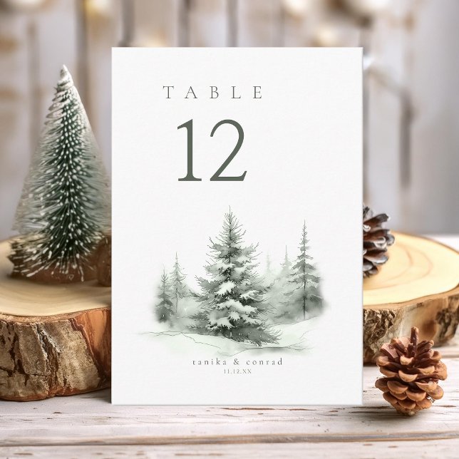 Rustic Winter Wedding Table No. Green ID1049 Invitation (Creator Uploaded)
