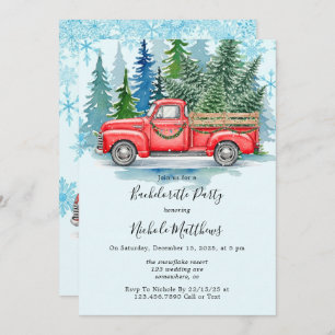 Rustic Winter Wedding Truck Bachelorette Party Invitation