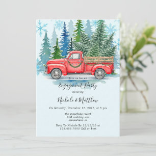 Rustic Winter Wedding Truck Engagement Party Invitation