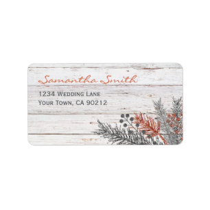 Rustic Winter Whitewashed Wood Wedding Label