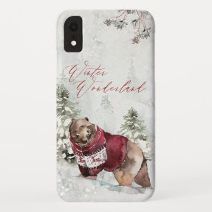 Rustic Winter Wonderland Bear in Snow Case-Mate iPhone Case
