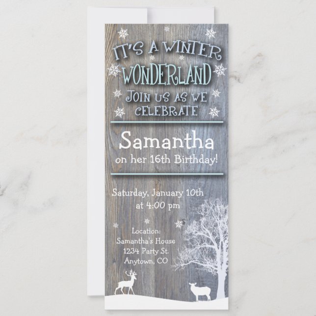Rustic Winter Wonderland Invitation d'anniversaire (Devant)
