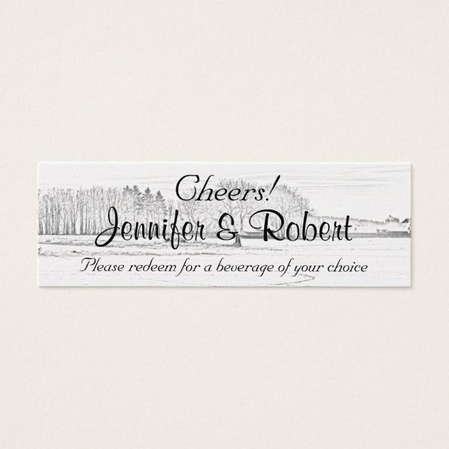Rustic Winter Wonderland Mariage Boire Billets (Devant)