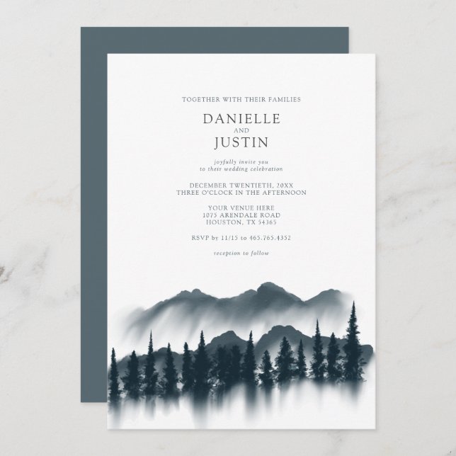 Rustic Winter Wonderland Wedding | Invitation (Front/Back)