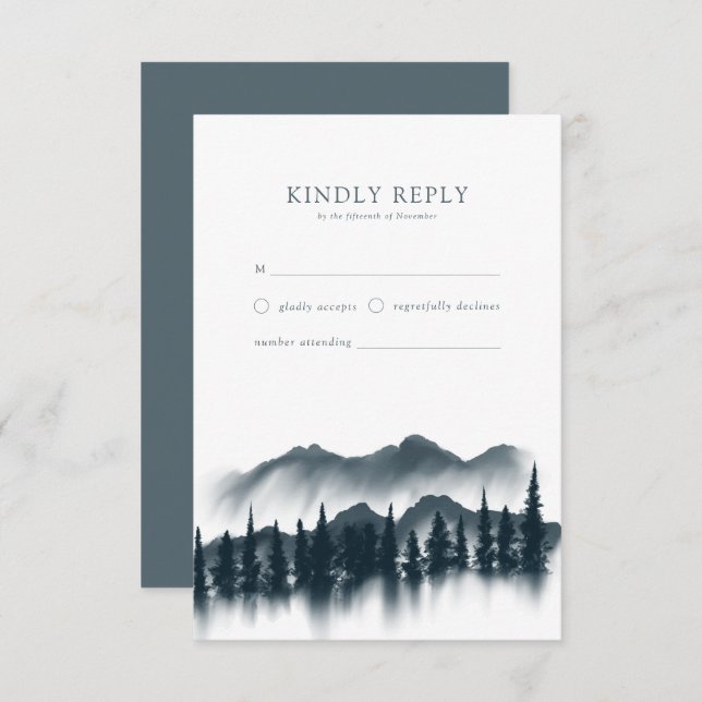 Rustic Winter Wonderland Wedding | RSVP Card (Front/Back)