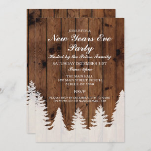 Rustic Winter Wood Trees New Years Day Eve Invite