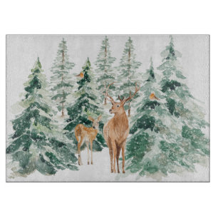 Rustic Winter Woodland Animals Cutting Board