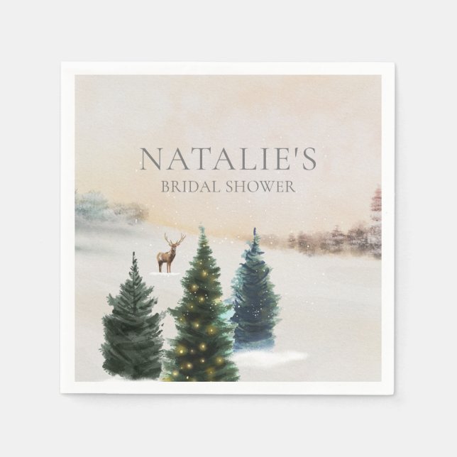 Rustic Winter Woodland Bridal Shower Paper Napkins (Front)