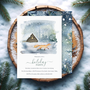 Rustic Winter Woodland Christmas Holiday Party Invitation