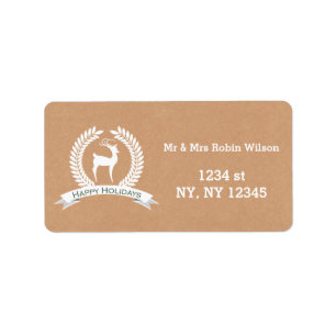 Rustic winter woodland deer Holiday labels