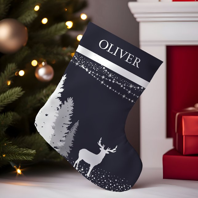 Rustic Winter Woodland Deer Personalized Monogram Small Christmas Stocking (Creator Uploaded)
