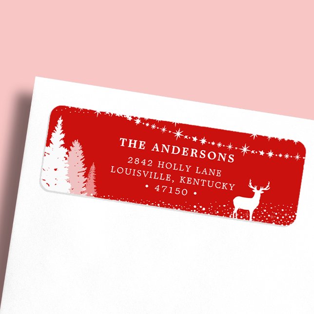 Rustic Winter Woodland Deer Red Address (Creator Uploaded)