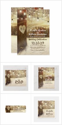 Rustic Winter Woodland Lights Invitation Suite