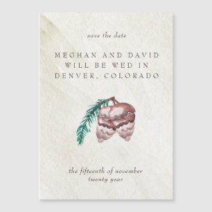 Rustic Winter Woodland Pine Cone Save the Date
