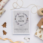 Rustic Winter Wreath Christmas Save the Date Invitation Postcard<br><div class="desc">Rustic save the date party postcards featuring a festive botanical christmas winter wreath and a holiday party template that is easy to personalize. Matching invitations are available.</div>