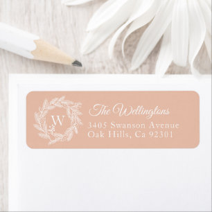 Rustic Winter Wreath Monogram Blush Address