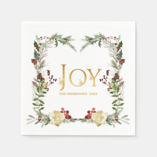 Rustic Winterland Joy Christmas Party Napkin