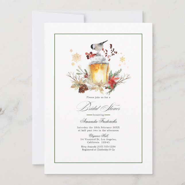 Rustic Winterland Pine and Spruce Bridal Shower Invitation (Front)