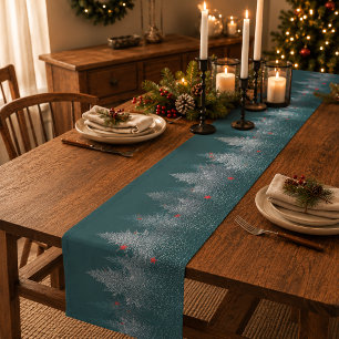 Rustic Wintry Christmas Trees Table Runner