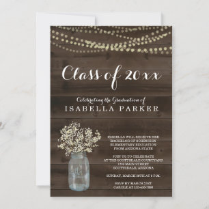Rustic Woman's Graduation Party Invitation