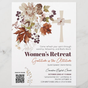 Rustic Women's Church Retreat Fall Floral Flyer