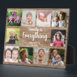 Rustic Wood 10 Photo Collage Family Plaque<br><div class="desc">Create your own photo collage  plaque  with 10 of your favourite pictures on a wood texture background.Personalize with family name and established date. The "Family is Everything" quote adds a unique touch to the photo plaque  gift.</div>