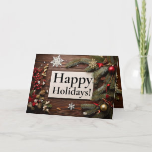 Rustic Wood 3 Image Christmas Greeting Card