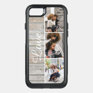Rustic Wood 3 Photo Collage OtterBox Commuter iPhone 8/7 Case