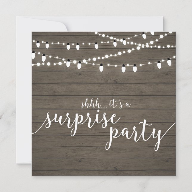 Rustic Wood | 50th Surprise Wedding Anniversary Invitation (Front)