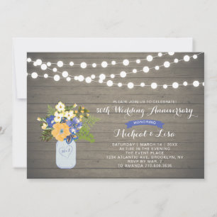 Rustic Wood 50th Wedding Anniversary Invitation
