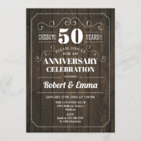 Rustic Wood 50th Wedding Anniversary Party