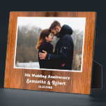 Rustic Wood 5th Wedding Anniversary Photo   Plaque<br><div class="desc">Rustic wood photo plaque personalized with photo makes a perfect gift for 5 year anniversary. Personalize with couple name and year. The milestone 5th anniversary gift is traditionally wood related gifts.</div>