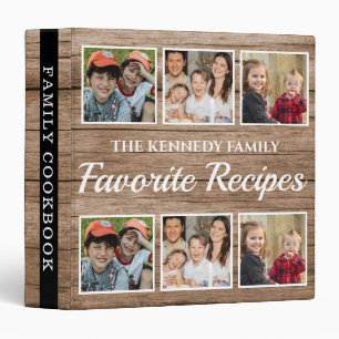 Rustic Wood 6 Photo Family Cookbook  Recipe  Binder