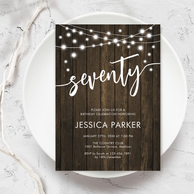 Rustic Wood 70th Birthday Party Invitation (Creator Uploaded)