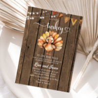 Rustic Wood A Little Turkey Autumn Baby Shower