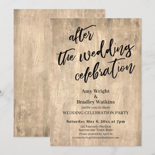 Rustic Wood After the Wedding Celebration Party Invitation (Front/Back)