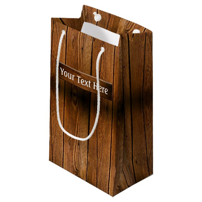 Rustic Wood All Purpose Small Gift Bag (Front Angled)