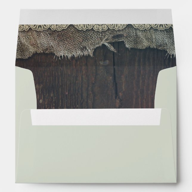Rustic Wood and Burlap Lace Barn Wedding Envelopes (Back (Bottom))