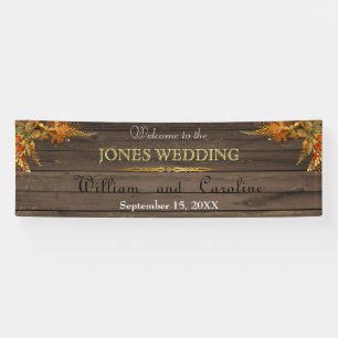 Rustic Wood and Gold Wedding Banner