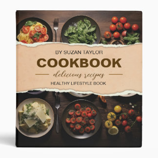 Rustic wood and healthy food cookbook binder