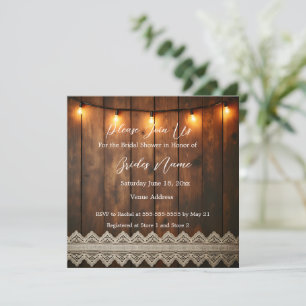 Rustic Wood and Lace Bridal Shower Invitation