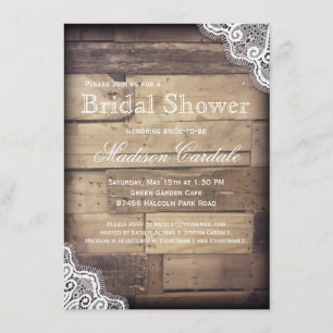 Rustic Wood and Lace Bridal Shower Invitations