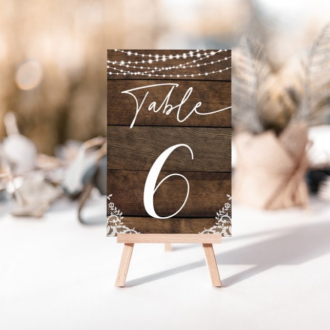 Rustic Wood and Lace Country Wedding Table Numbers (Creator Uploaded)