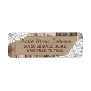 Rustic Wood and Lace Country Western Wedding Label