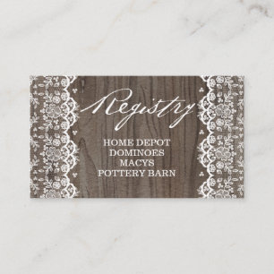 Rustic Wood and Lace Registry Card Insert