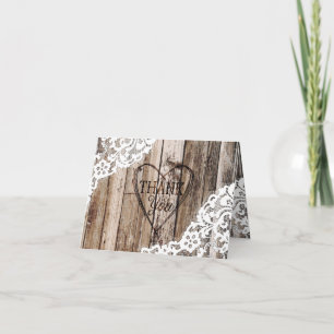 Rustic Wood and Lace Thank You Card