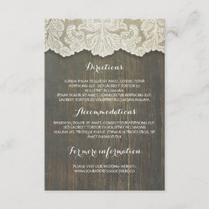 Rustic Wood and Lace Wedding Details - Information Enclosure Card