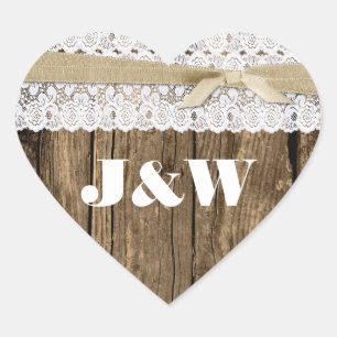 Rustic Wood and Lace Wedding Envelope Seal