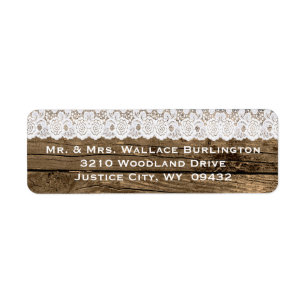 Rustic Wood and Lace Wedding Return Address